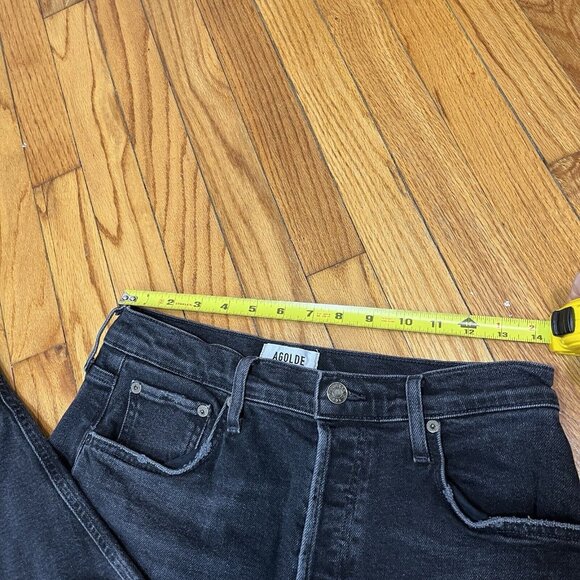 Agolde Riley High Rise Straight Crop Jeans in Panoramic Washed Black Size 28 - Picture 9 of 11